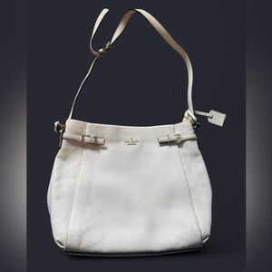 kate spade White Pebbled Leather Shoulder Tote
